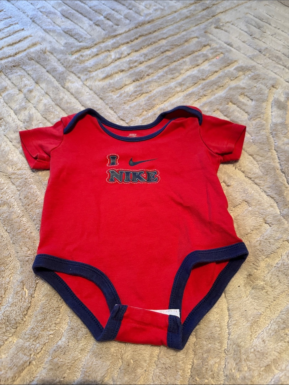 Nike Red Baby Bodysuit with Navy Trim